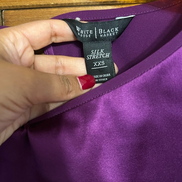 White House black market silk stretch plum color blouse size XXS - Picture 3 of 6